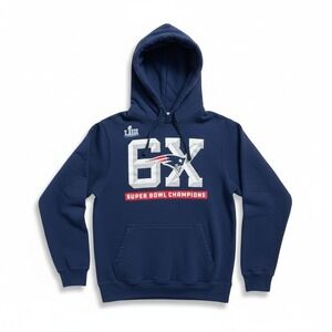 New‎ England Patriots Super Bowl LIII Champions Navy Hoodie Men's Small 6X